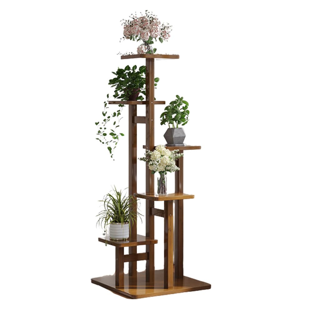 SnamicE Plant Stand Indoor 5 Tier Plant Shelf Outdoor Flower Pot Stand Corner Flower Rack Tiered Plant Display Rack,A-Log color