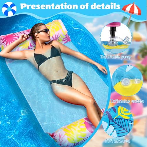 Miniatura 3 de Hamaca De Agua, 2 Unidades, Colchón De Aire Con Bomba De Aire, Cama Inflable 4 En 1, Juguete Acuático Para Piscina, Piscina Flotante, Hamaca Inflable, Para Adultos, Fiesta, Piscina, Playa