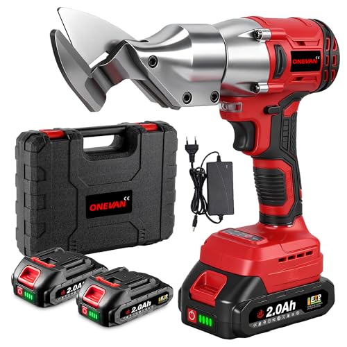 ONEVAN Elektrische Blechschere Bürstenloser Motor Metallschere Drehbarer Schneidkopf, Elektroschere Metallschere