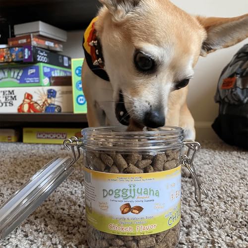 Image of Doggijuana Calming Dog Treats, Chicken, 6 oz | Multi-Benefit, Low Cal | Calming dog treats with catnip, chamomile & L-Tryptophan; natural anxiety & stress relief; low-calorie training reward