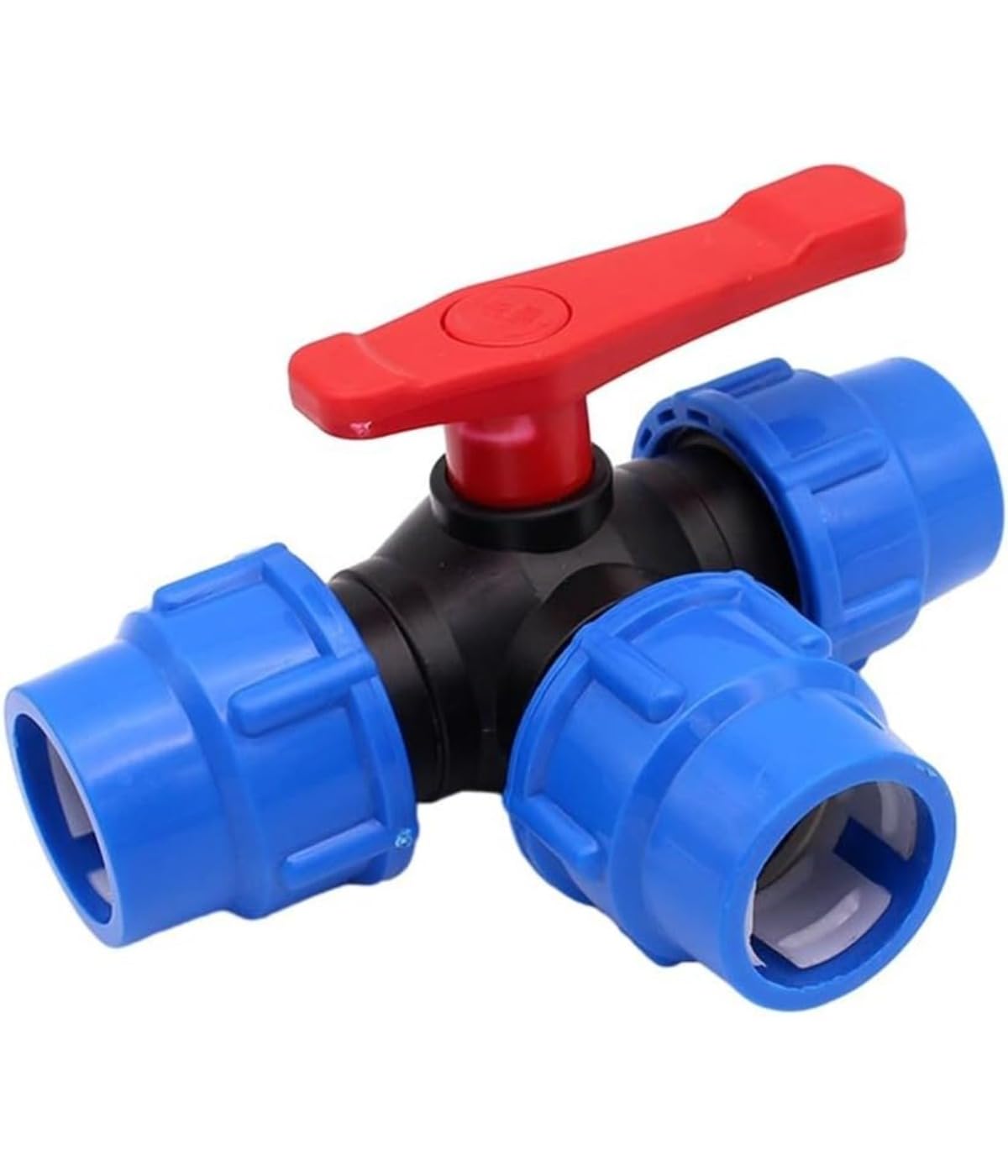 Vrayknol Pe Pipe 3 Way Ball Valve T Type Switch Water Splitter Connector Dn15 Dn20 Dn25 Dn32 Dn40 Pe Pipes 1 Piece (40Mm)