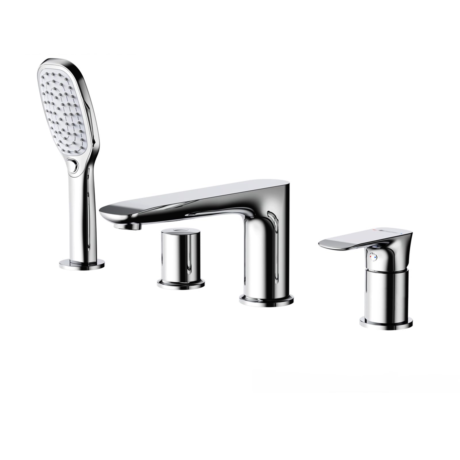 NZPOST Bathroom Tub Tap Black Deck Mounted Bath Shower Mixer Tap with Pull Out Hand Held Shower Head and H