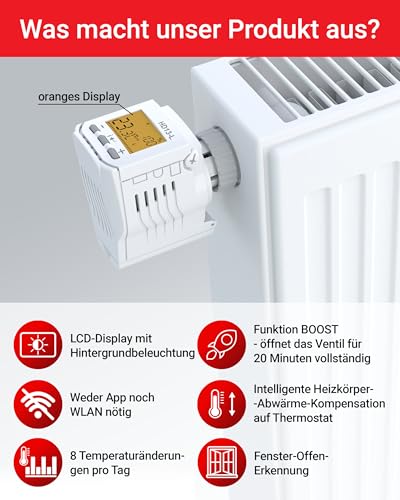 Thermostat de radiateur électrique programmable hd13 L pour salon