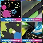 Glow Neon Party Backdrop Let's Glow Banner Photography Background 5.9x3.9Ft Graffiti Splatter Paint Photo Booth Props Glows in The Dark Party Decorations for Neon Birthday Black Light Parties Decor - Image 3