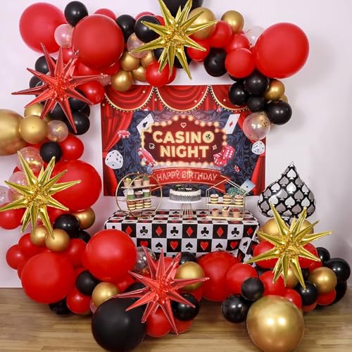 Image of TONIFUL 8 Pcs Explosion Star Balloons Red and Gold Foil Balloon Party Decor | 22 Inch Large Mylar Star Balloon for Adults Birthday New Year Classic Red Gold Wedding Bridal Shower Christmas Party Supplies