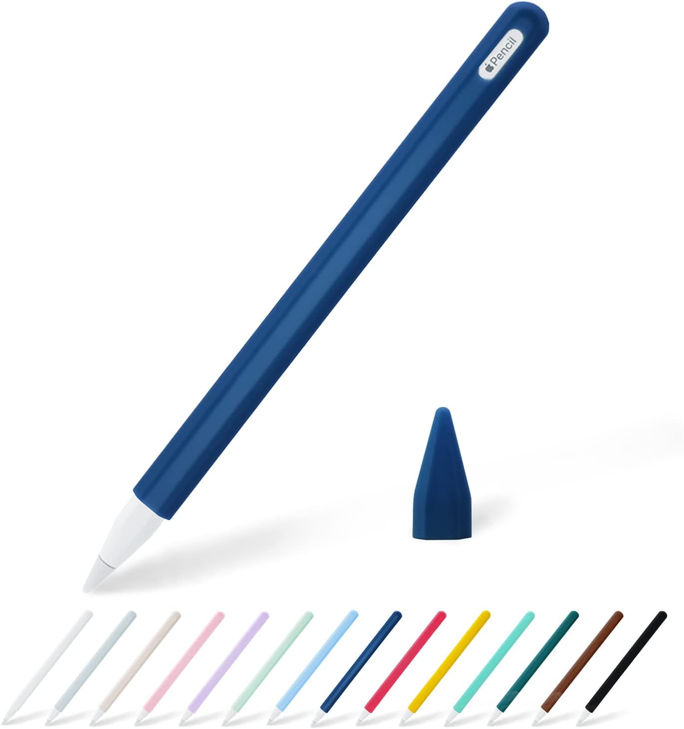 KELIFANG Silicone Case Sleeve Cover Compatible Apple Pencil 2nd Generation, Protective Skin Holder Grip and Tip Cap Accessories Compatible iPad Pro 11 12.9 inch, Blue
