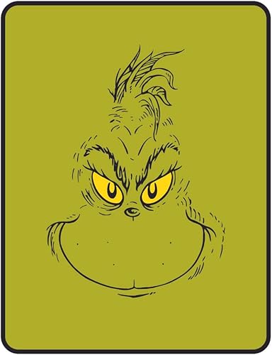 Franco Collectibles Grinch by Dr. Seuss Holiday Bedding - Manta súper suave de micro raschel, 46 x 60 pulgadas, (producto oficial con licencia)