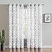 FMFUNCTEX White Grey Curtains for Living Room 84 Inch Long Damask Print Curtains Classic Floral Pattern Window Curtain Panels for Bedroom with Total Privacy Grommet Top 2 Pcs