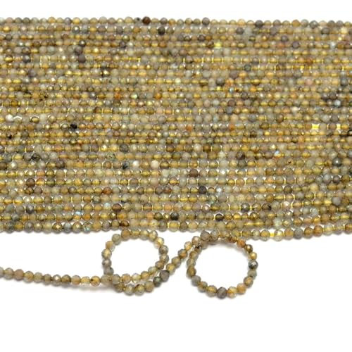 Labradorite jaune perles rondes facettées 3mm pour création de bijoux DIY - 2