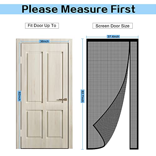 Veanusiver Reversible Left Or Right Side Opening Magnetic Screen Door, Narrow Durable Fiberglass Mesh Curtain Hands Free For Patio thumb #2