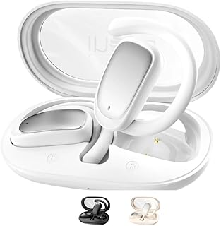 Fone de Ouvido Bluetooth 5.4 Esportivo – Som Hi-Fi Estéreo, IPX5 à Prova d’Água, Toque Inteligente e Design com Gancho Auricular (Branco)