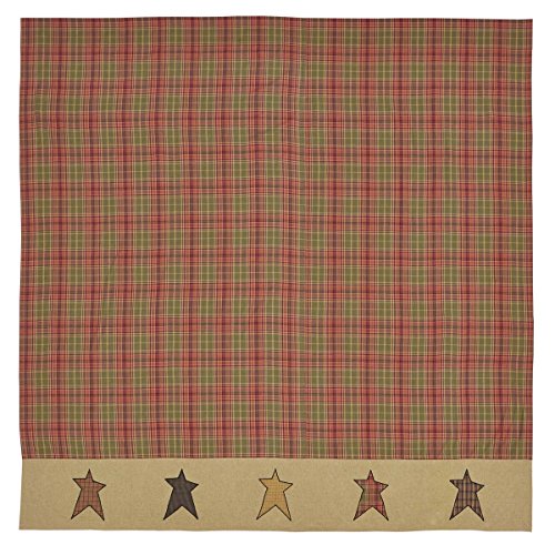 VHC-Brands-Stratton-Primitive-72x72-Stars-Border-Shower-Curtain-Red-Rod-Pocket-Appliqued-Cotton-Button-Holes-for-Hooks-Square-Bath-Decor VHC Brands Stratton Primitive 72×72 Stars Border Shower Curtain Red Rod Pocket Appliqued Cotton Button Holes for Hooks Square Bath Decor