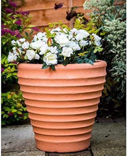 FIZPORIUM Lightweight Ceramic Resin Moroccan Planter, Plant Pot, Flower Pots Outdoor, Large Terra Perfect For Use Indoors or Outside Decorative Flat Pot Planter 58 x 58 x 66cm