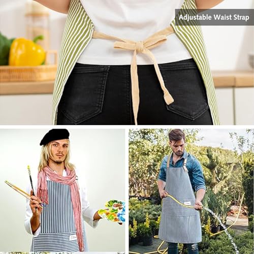 DILUSILK Stripe Bib Apron, 2 Pcs Chefs Apron, Woman Apron with Pockets, Adjustable Apron,Chefs Kitchen Aprons for Cooking, Baking, Gardening, Household Cleaning, Restaurant (Green) - Cosy Home Interiors DILUSILK Stripe Bib Apron, 2 Pcs Chefs Apron, Woman Apron with Pockets, Adjustable Apron,Chefs Kitchen Aprons for Cooking, Baking, Gardening, Household Cleaning, Restaurant (Green) - Image 7