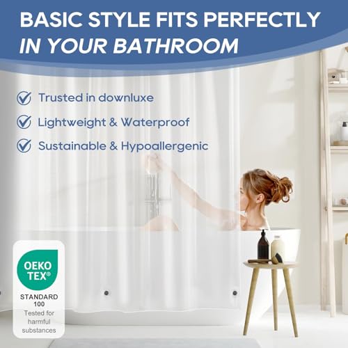 Image of downluxe Clear Shower Curtain Liner with Magnets, Clear Shower Liner, 36 inch W x 72 inch L Lightweight Shower Curtains for Bathroom