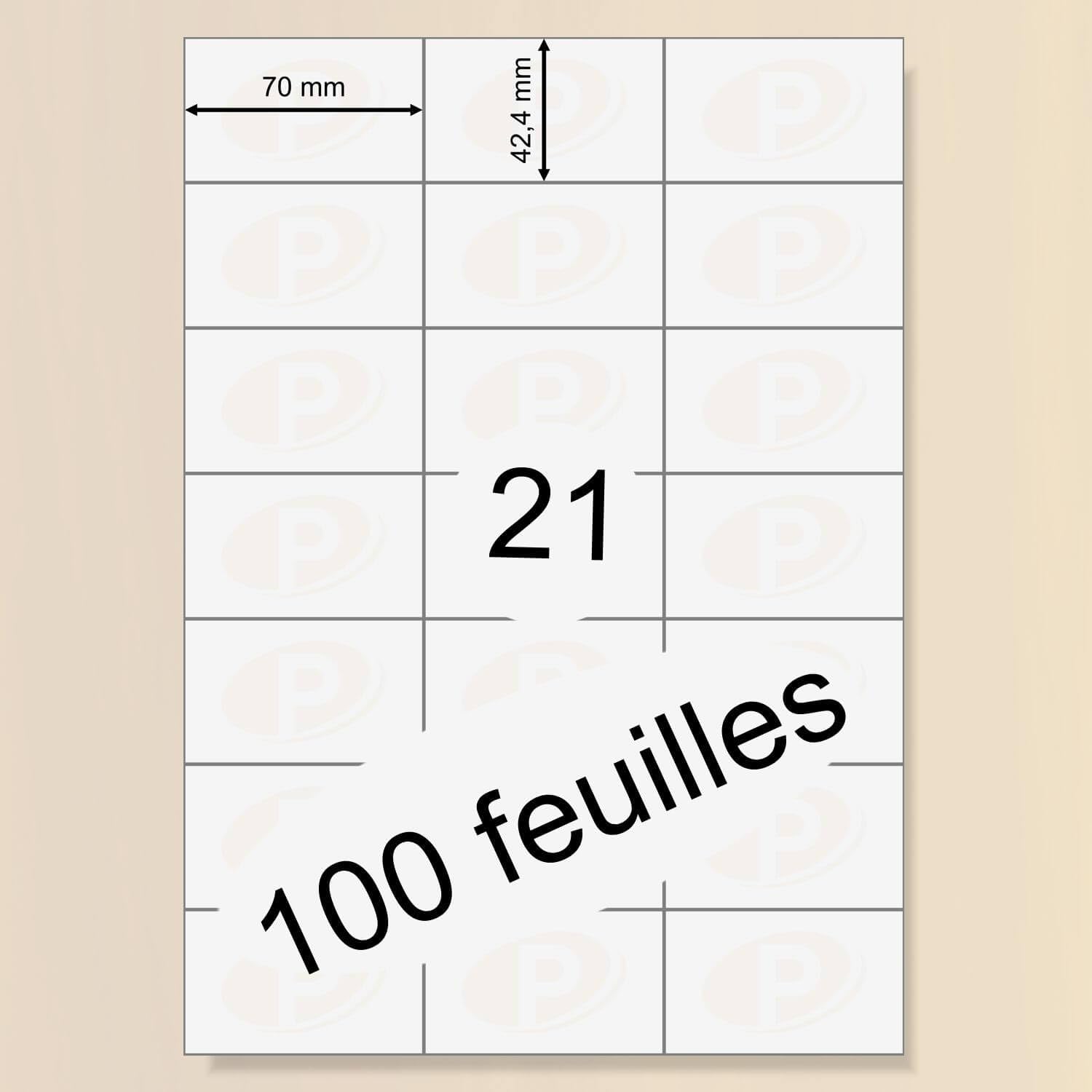 Printation Étiquettes 70 x 42,4 mm autocollantes blanches imprimables – 10500 étiquettes d'adresse sur 500 feuilles DIN A4 3x7 21 70x42,4 – Étiquettes universelles 4470 3652 8634 5054 4668 4616 LA135