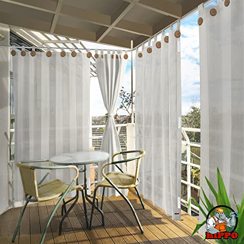 Image of HIPPO 230 GSM Outdoor Sun Blocking Balcony Loop Curtains Sun & UV Protection, Light Filtering 4.5FTX4.5FT Window Curtain (Arctic-White)
