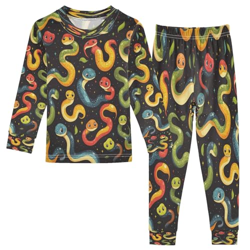 Pajama Sets Long Sleeve Cute Snake Cartoon Pattern Soft Comfy Sleepwear 2 Piece PJS 3-8T