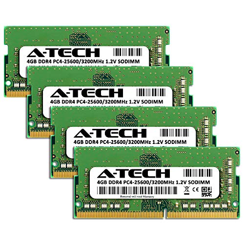 Image of A-Tech 16GB (4x4GB) DDR4 3200 MHz SODIMM PC4-25600 (PC4-3200AA) CL22 Non-ECC Laptop RAM Memory Modules