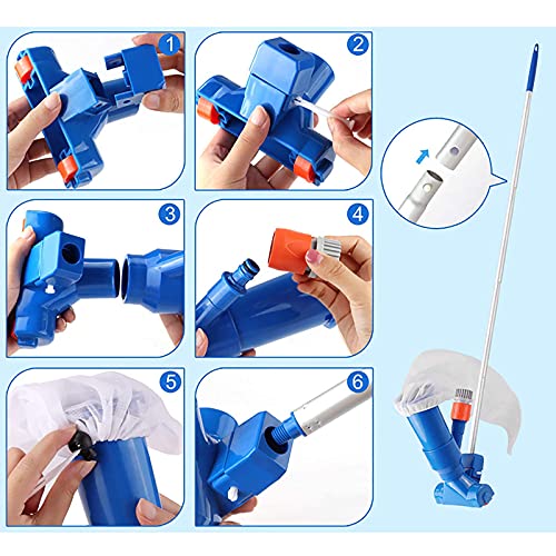 Bestheart Pool Vacuum - Swimming Pool Cleaning Tool - Cleaner Cleaning Tool With Universal Fit Handle - Fast Cleaning Debris Pickup Removal Pond Bag Rake (A) #TOP4