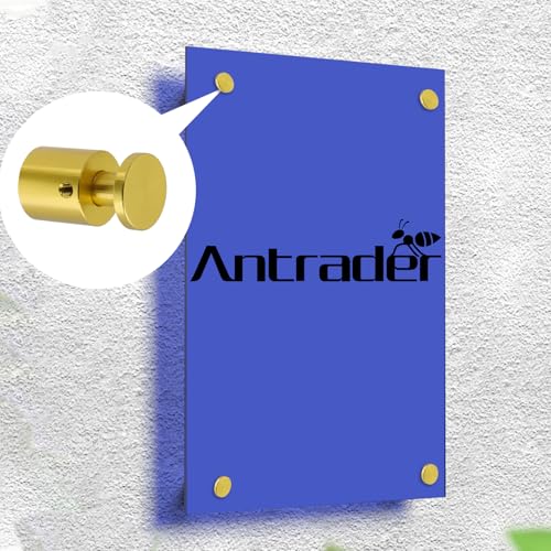 Image of Antrader 4Pcs 3 /4 inch x 3 /4 inch Aluminum Alloy Burglarproof Sign Standoffs,Gold | Glass Standoffs with Allen Wrench, Wall Mount Standoff Holder Advertise Fixing Nails
