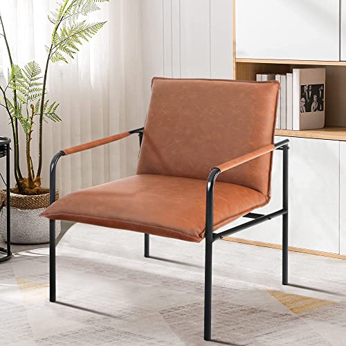 Maison Arts Accent Chair Lounge Chair Mid Century Modern Steel Frame Retro Armchair For Living Room Home Bedroom Office, 350Lbs Bear Capacity, Pale Brown #TOP7