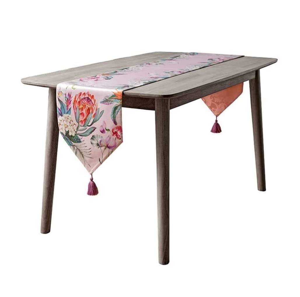 Camino Mesa Camino De Mesa Bordado Caminos Terciopelo con Borlas Mantel Rectangular para Fiestas Y Vacaciones Decoración(Pink,32X220cm)