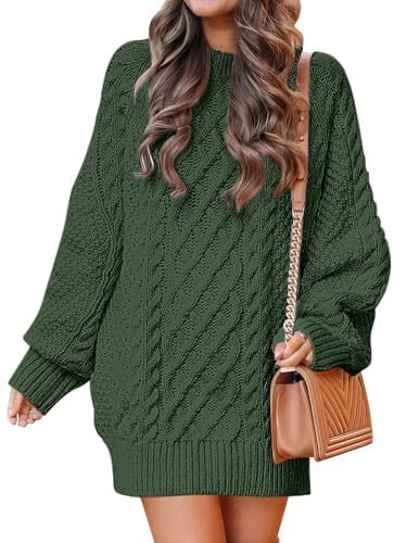 ANRABESS Womens Sweater Dress Oversized Cable Knit Chunky Long Sleeve Short Dresses 2025 Fall Outfits Vacation Winter Clothes