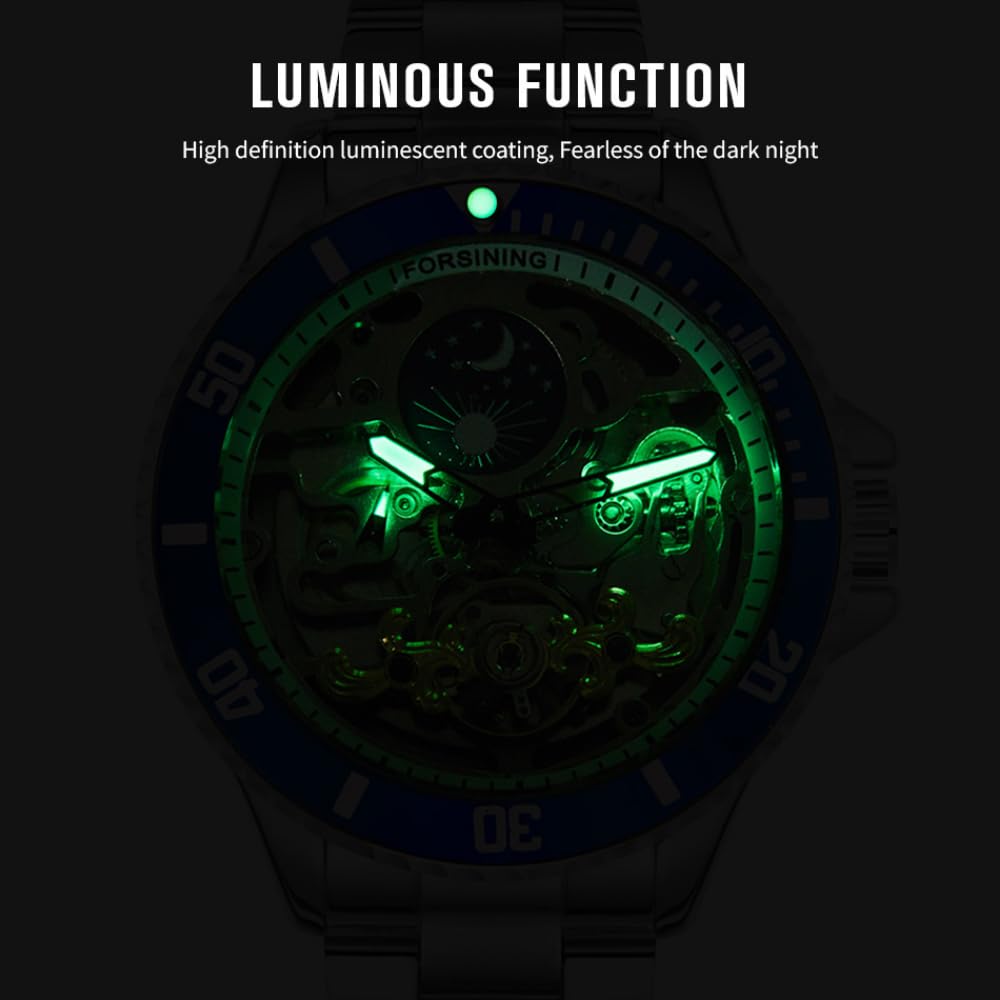 Luksusowy męski automatyczny mechaniczny zegarek z fazą księżyca Tourbillon