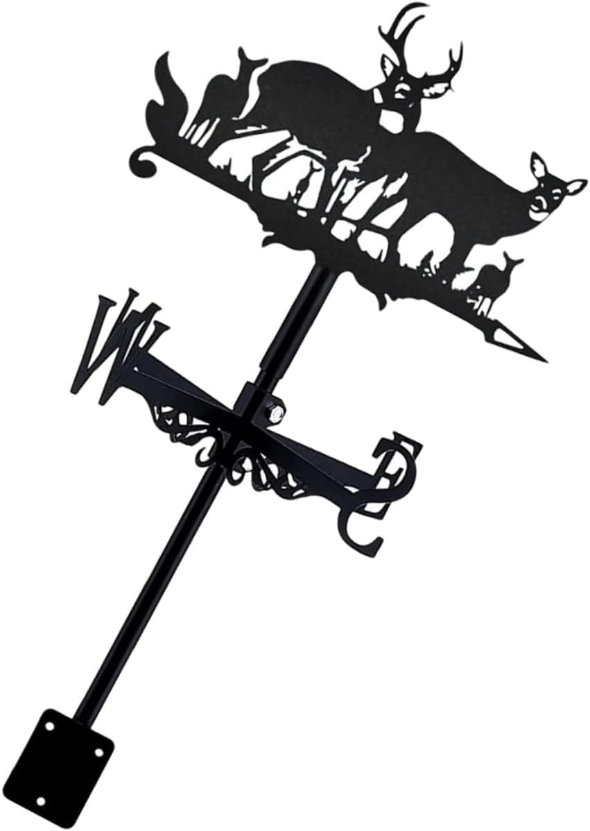 Metal Elk Weathervane Yard Wind Vane with Ground Insert Outdoor Patio Wind Direction Indicator Decor for Backyard Lawn