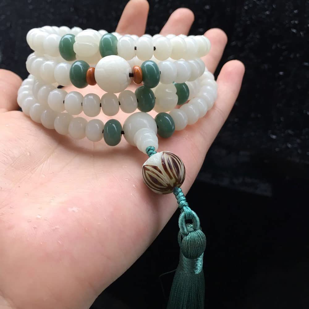 Collana con Braccialetto di Perline Bodhi 108 Radice Nappa