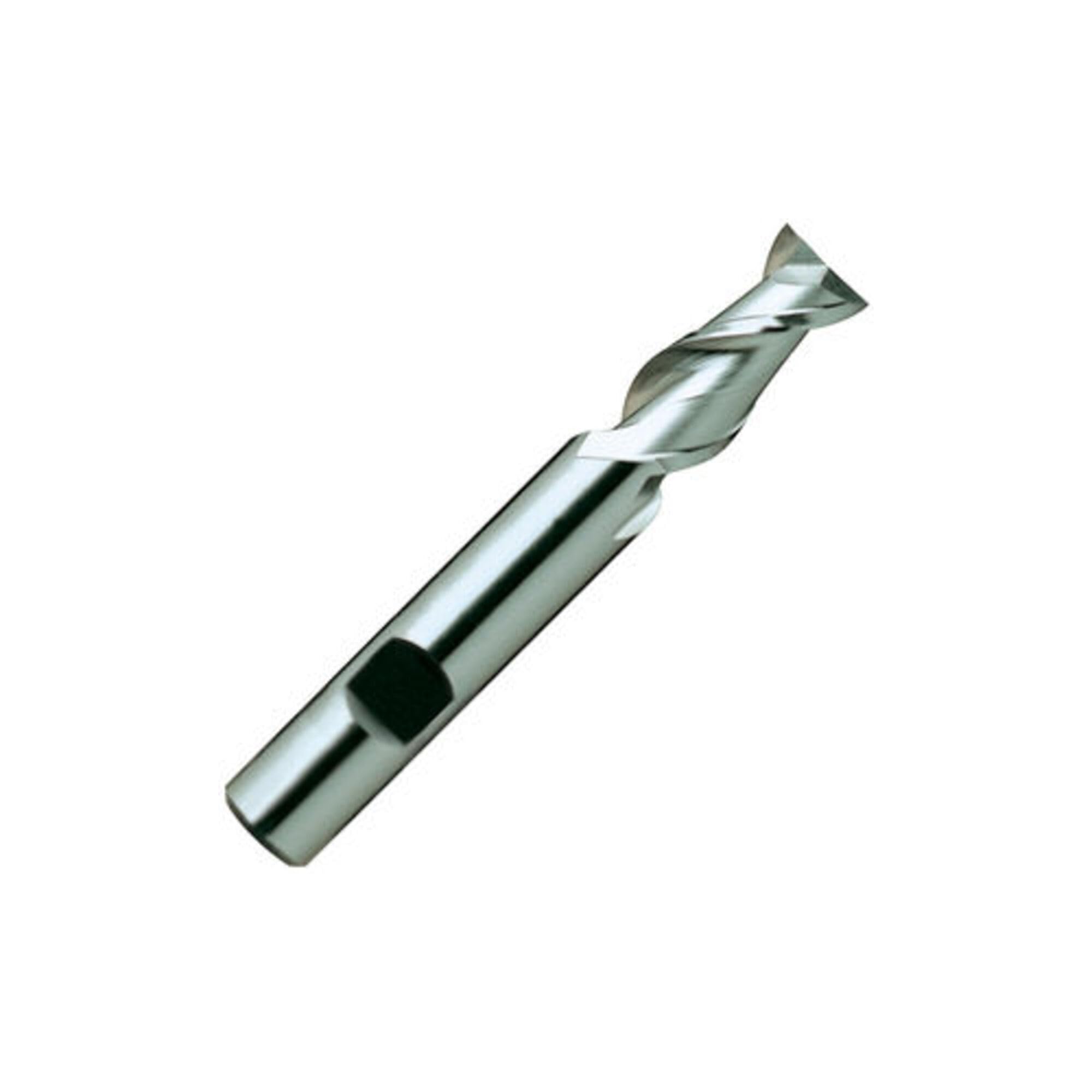 YG-1 E1070 High Speed Steel (HSS) Square Nose End Mill, Weldon Shank, Uncoated (Bright) Finish, 42 Deg Helix, 2 Flutes, 3.75