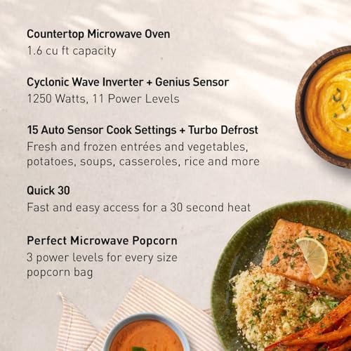 Panasonic NN-SN76LS 1.6 cu.ft Cyclonic Inverter Countertop Microwave Oven 1250Watt Power with Genius Sensor Cooking, 19.44"D x 21.88"W x 11.94"H, Stainless Steel - image 6
