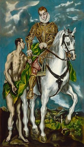 Cuadro de El Greco El santo y el mendigo en lienzo vintage 60x90cm