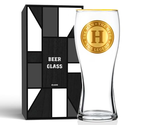 Personalized Beer Glass for Men, Funny Custom Alcohol Gifts for Beer Lovers, Unique Birthday Christmas Gifts for Him, the Man the Myth the Legend, H