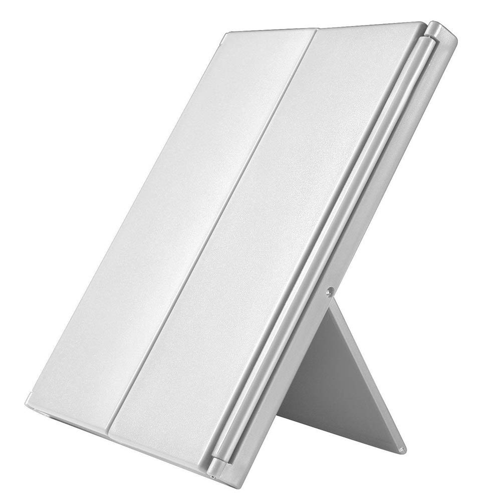 FLYIODFCXV Cosmetic mirror, Tri-sided Foldable 8 LED Lighted Makeup Mirror Vanity Tabletop for Women Beauty Tool(White)