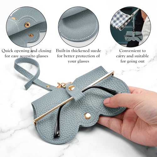 Image of FEISEDY 2Pack Soft Leather Sunglass Bag, Portable Holder Eyeglasses Case