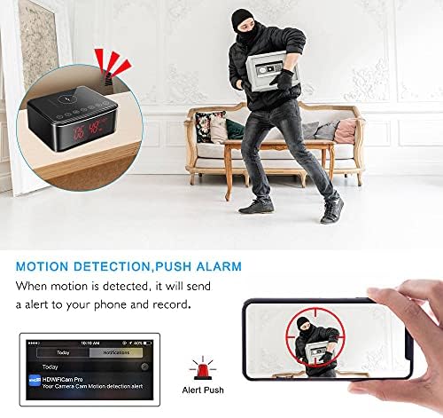 Spy Camera Hidden Camera WiFi in Wireless Charger Bluetooth Speaker and Alarm Clock with 160°Viewing Angle,Nanny Cam with Night Vision,Motion Detection APP Control for Home Security(2.4G&5G WiFi)