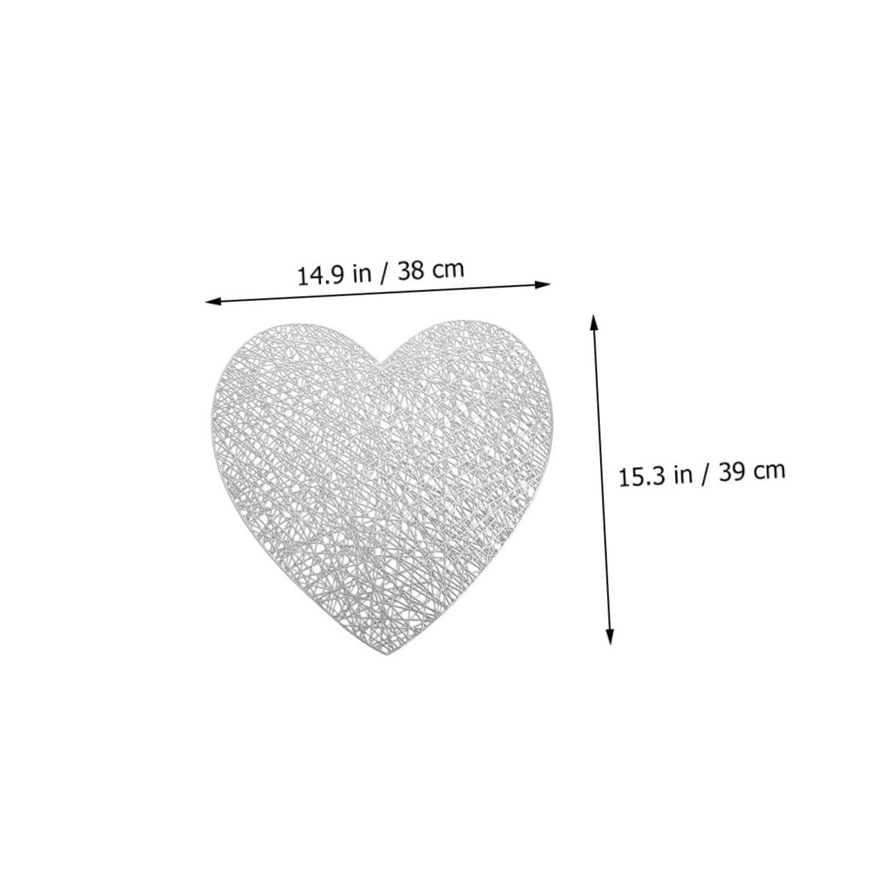 Tovaglietta a Cuore in Pvc Argento 6 Pezzi per Tavolo