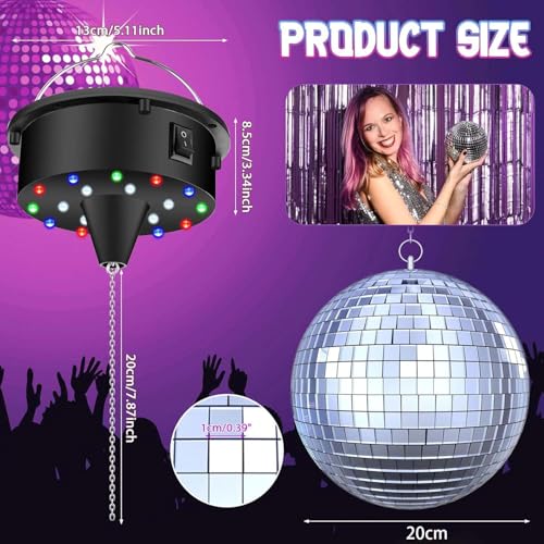 Boule disco de 20 cm dotée de miroirs en verre et d'un éclairage autonome
