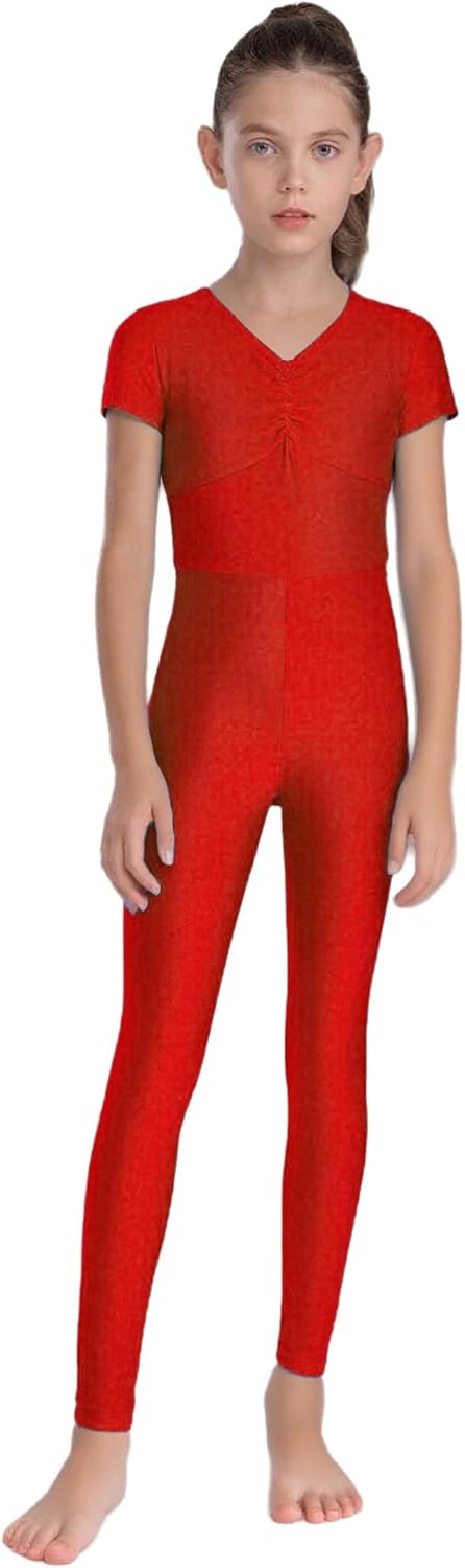 Kids Girls Gymnastics Unitard Full Body Leotard Ballet Dance Bodysuit One Piece Figure Skating Jumpsuit