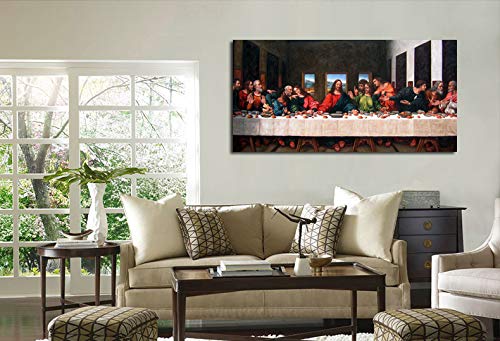 The Last Supper By By Leonardo Davinci- 20" X 40" Long Classic Painting Print Pictures Canvas Artwork Framed For Living Room Bedroom Home Office Decor #TOP2