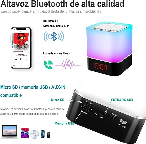 Miniatura 3 de Luces Nocturnas Altavoz Bluetooth,Lámpara De Noche Smart Touch, Reloj Despertador Digital, Luz De Noche Multicolor Rgb Regulable, Regalos Para Niños Adolescentes