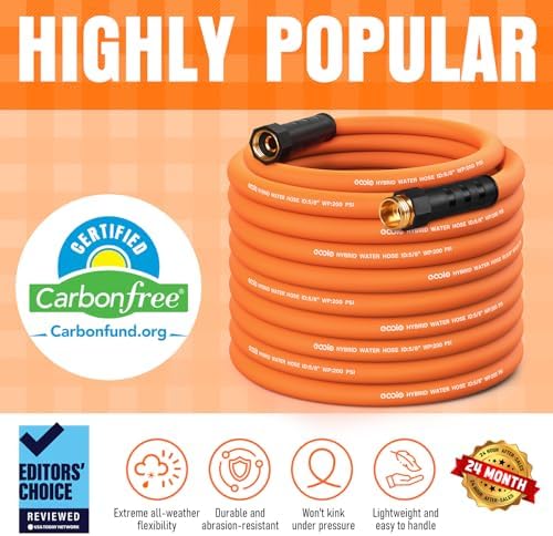Garden Hose 75 ft x 5/8", NON-EXPANDING Flexible Water Hose, Kink Resistant Lightweight Hybrid Hose, Leakproof Yard Hose with Male to Female Fittings - Thumbnail 3