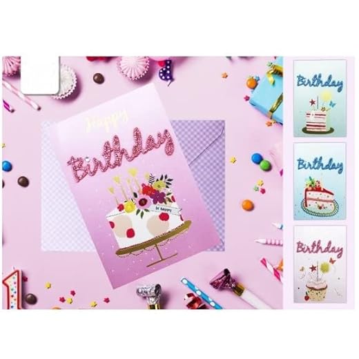 Selección de papelería Varzi desde 1956 Tarjeta de felicitación de feliz cumpleaños colores surtidos 12 x 17 cm