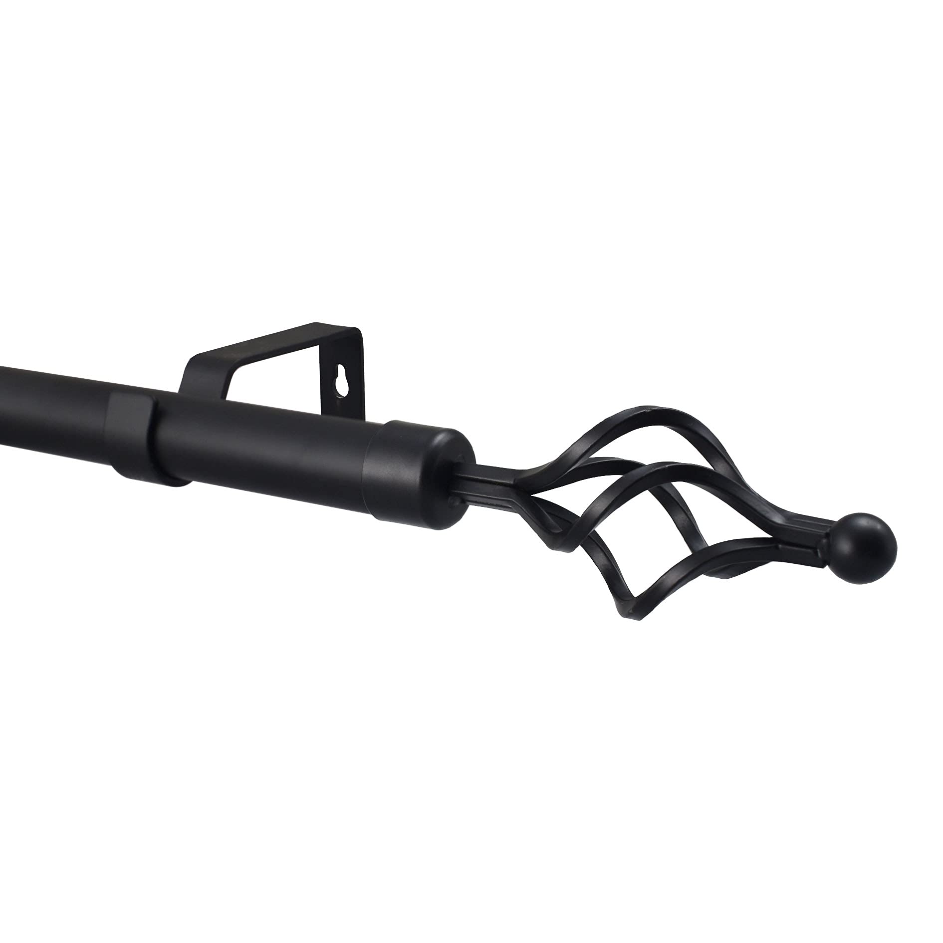 Extendable Metal Curtain Pole 19mm Matt Black Eyelet Or Rings Rod Fittings (Matt Black Roma, Matching Holdbacks (No Pole Purchase))