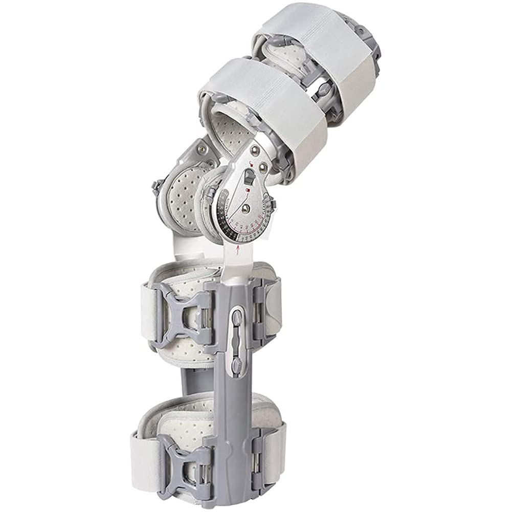 IBOWZ Ortesis de Rodilla con bisagra Rodillera articulada estabilizadora Ajustable con Correa, Soporte de rótula posoperatoria, para ACL/PCL, ligamento lesionado y fracturado, tamaño Universal