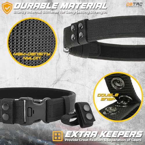 DBTAC 2\" Nylon Duty Belt w/ 4 Keepers Tactical Police Security Utility Belts for Law Enforcement Security Patrol & Work Gear (2\" Outer Belt, Black, XX-Large) - Thumbnail 4