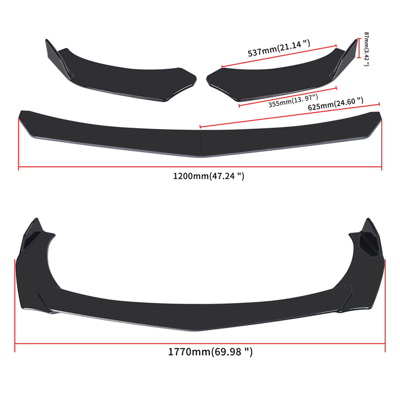 Kit De Carrocería De Parachoques Delantero De Coche Divisor De Alerón Divisor De Labios Canard Universal