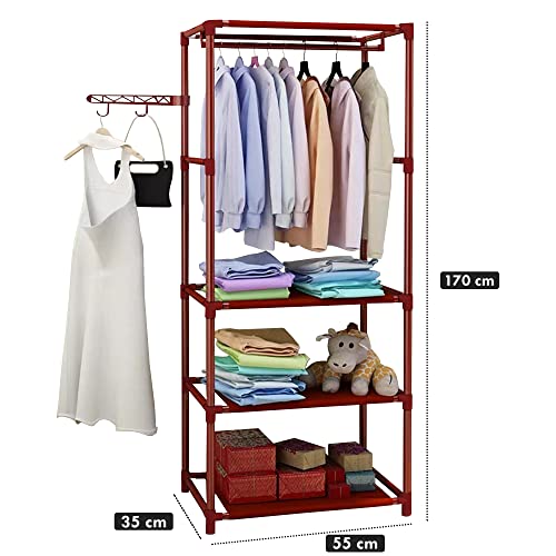 Image of COROID Digital Printed Multipurpose 6 Shelve Wardrobe,Foldable,Collapsible Fabric Wardrobe Organizer for Clothes Drawers Portable Wardrobe Clothing Space Saving Wardrobe (3-Layer, Brown)